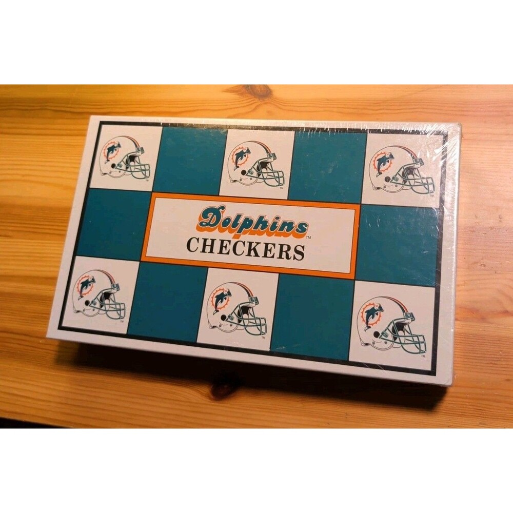 New & Sealed 1993 Vintage NFL Checkers Game - Miami Dolphins vs Random Opponent